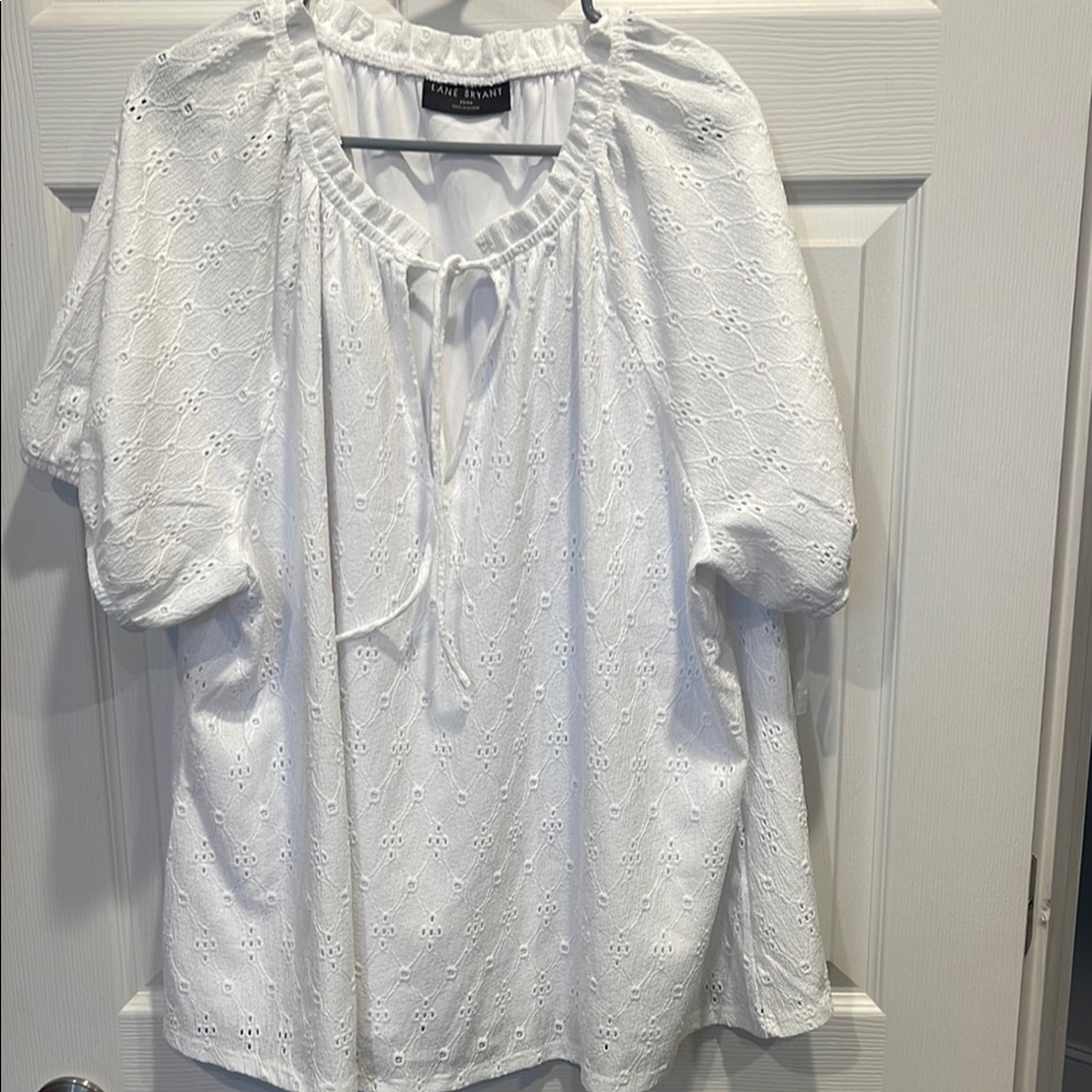 Lane Bryant White Eyelet Top